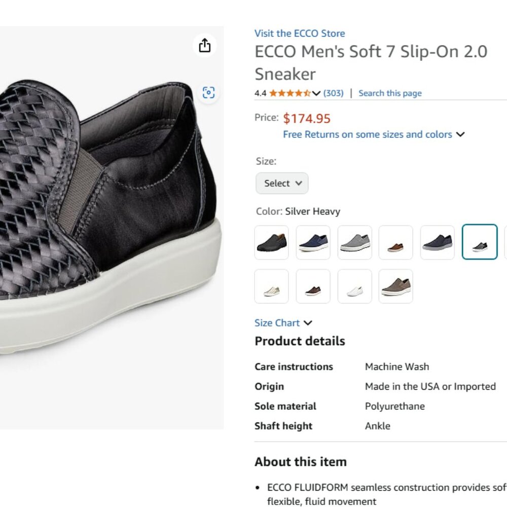 Ecco Men's Soft 7 Slip-On 2.0 Sneaker - Size Men's 13